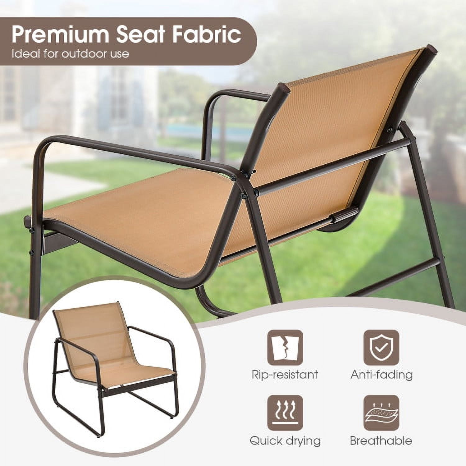 Aimee Lii 4 Pieces Outdoor Conversation Set with Glass Coffee Table, Patio Sectional Furniture Set, Brown Aimee Lii 4 Pieces Outdoor Conversation Set with Glass Coffee Table, Patio Sectional Furniture Set, Brown