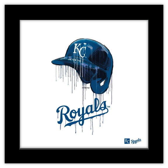 Gallery Pops MLB Kansas City Royals - Drip Helmet Wall Art, Black Framed Version, 12" x 12"