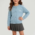thumbnail image 2 of enyan Girls Knit Cardigan Sweater Button Down Long Sleeve Kids Toddler School Uniform Fall Jacket(Sky Blue,4-5 Years), 2 of 5