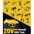 thumbnail image 3 of 2 Pack 8.0Ah Replacement Battery  for Dewalt 20V Max Batteries DCB200 DCB205-2 DCB206 DCB204 DCB203 DCB208 Compatible with Dewat 20V Cordless Power Tools and Charger, 3 of 8