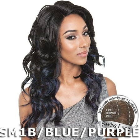 Brown Sugar Human Hair Blend Soft Swiss Lace Wig - BS214 (OM1B/SILVER/LAVENDER)