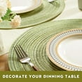 thumbnail image 4 of 15 Inches Round Braided Placemats Set of 4, Washable Heat Resistant Cotton Polyester Circle Place Mats for Dining Table, Hot Pads for Kitchen, Trivets for Hot Dishes, Pots and Pans (Green,4), 4 of 7