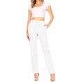 thumbnail image 4 of Women's Straight Slim Stretch High Rise Solid Trouser Slacks Pants, 4 of 5