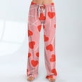 thumbnail image 4 of UoCefik Valentines Women's Pajamas Love Heart Print Graphic Wide Leg Pajama Pants Comfy Sleep Pj Bottoms Plus Size Drawstring High Waist Sweatpants Winter Lounge Pants Gym Hot Pink 3XL, 4 of 7