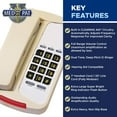 thumbnail image 6 of Med-Pat D800 Analog Deskset Telephone with Bright Ring Light, Easy Dial Pad, Wall Mountable Landline, Cream, 6 of 6