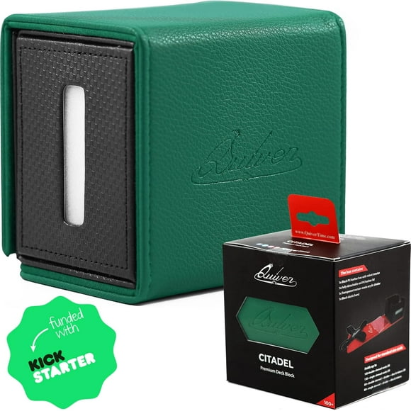 AIR-Green Citadel Deck Block - 100+ Commander MTG Deck Box for Cards - Card box holder for Cards, Dice and Tokens, Custom Deckbox Divider - Quiver Card Cases Compatible | TCG Card Deck Box