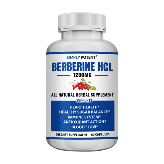 Simply Potent Berberine HCL Weight Management, Sugar Balance, & Metabolic Support 1200mg - 60 Capsules
