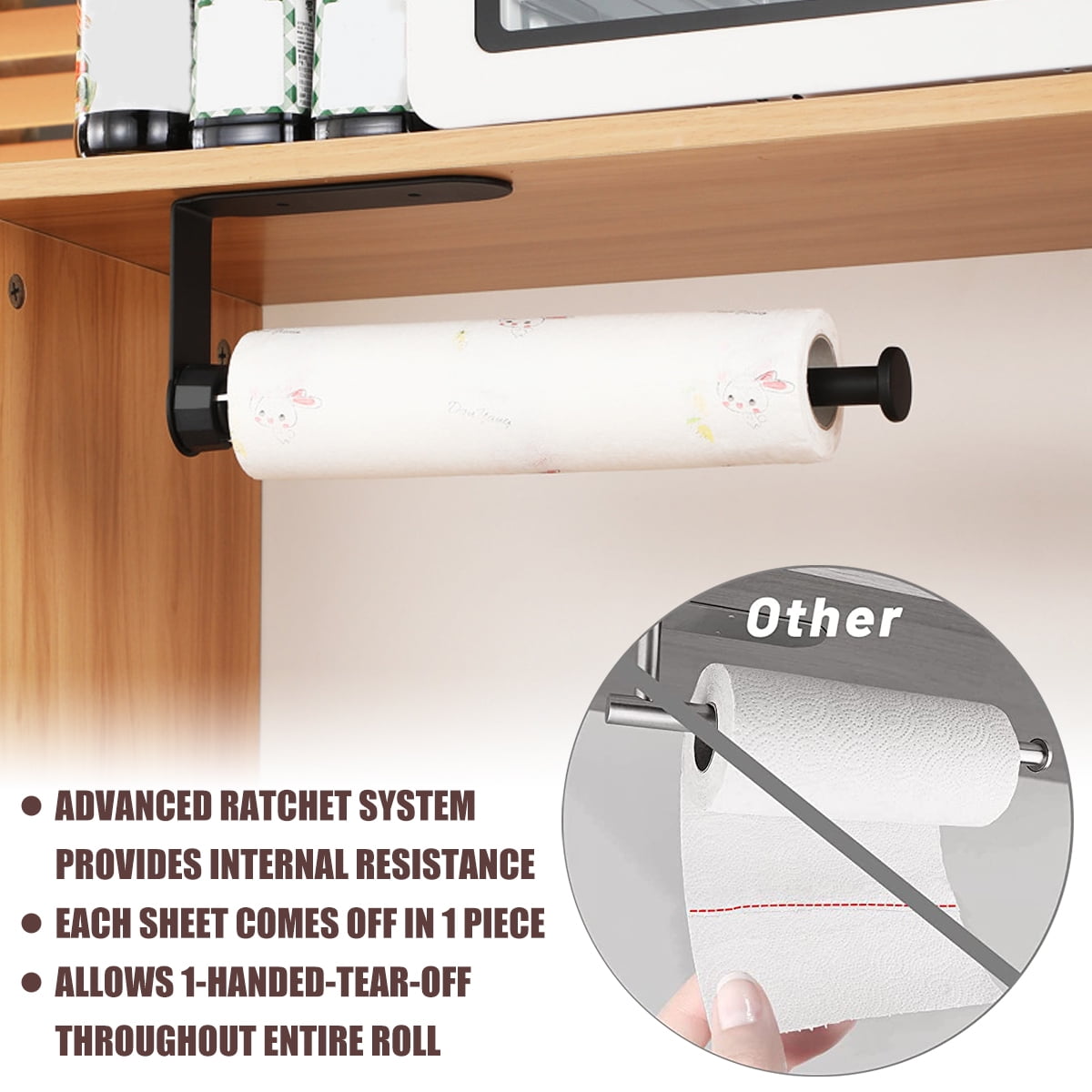 WEST TUNE Wall Mount Paper Towel Holder with Shelf for Kitchen, Single Hand  Operable Bathroom Paper Towel Holder with Damping Effect, Self-Adhesive or