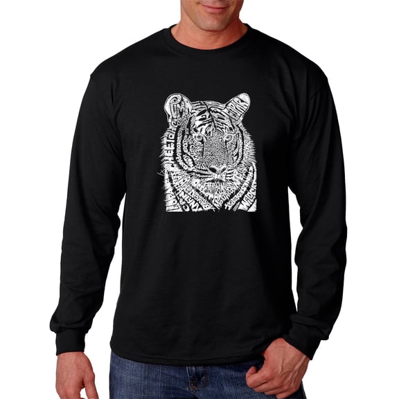 LA Pop Art Men's Word Art Long Sleeve T-shirt - Big Cats