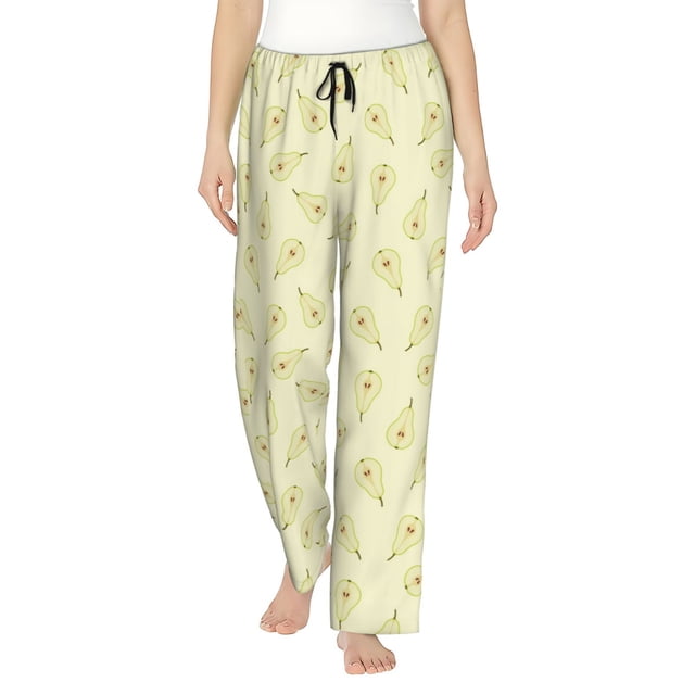 Balery Green Pears Pantalones de pijama para mujer, pijamas ultraligeros, pantalones de estar por casa-Medium