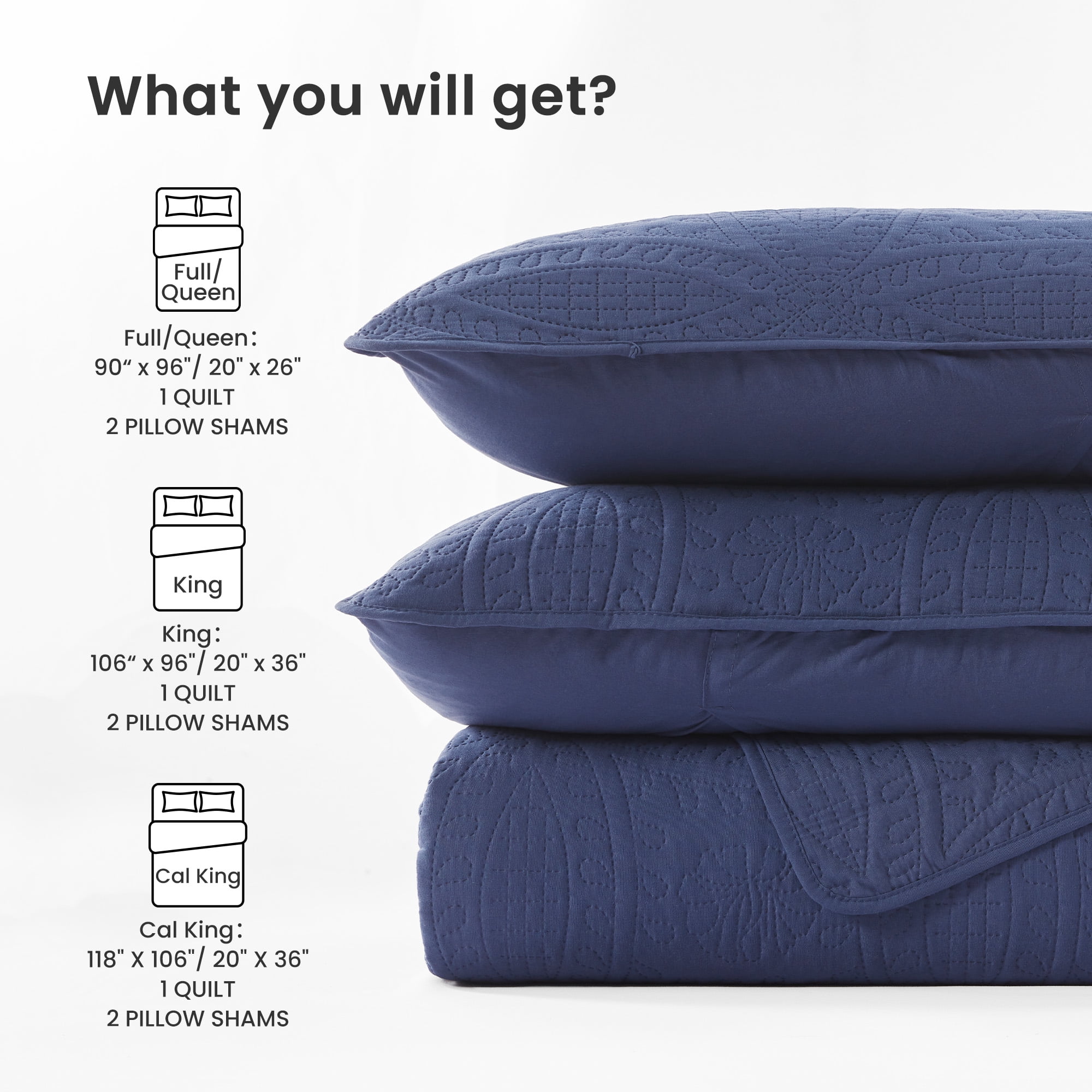 Sleep Zone Ultrasonic Medallion Quilt Set Full/Queen, Soft Lightweight Bedspread, All-Season Coverlet (Bluish Grey, Full/Queen)