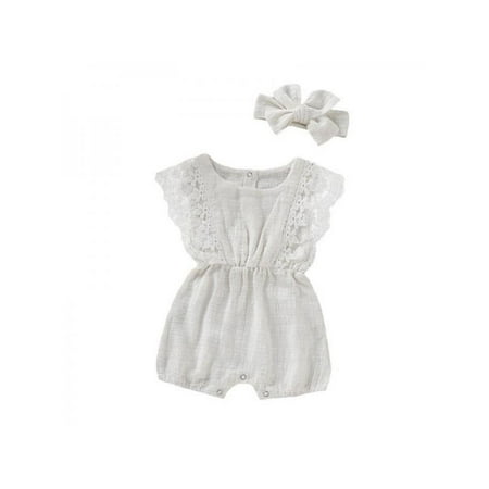 

Newborn Infant Toddler Baby Girls Clothes Jumpsuit Romper Bodysuit + Headband