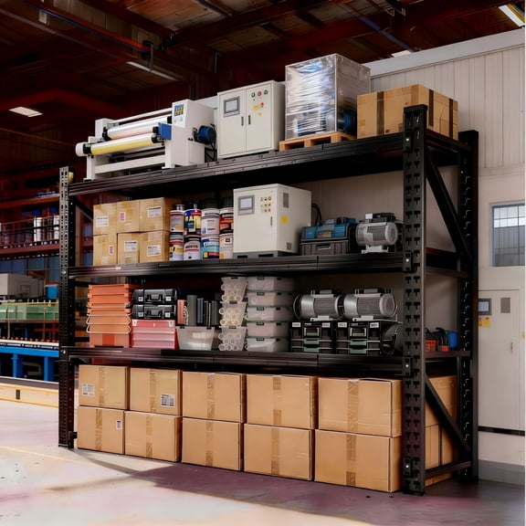 67"W Garage Shelving Heavy Duty, 5000lb Industrial Shelving, Adjustable Metal Storage Shelves, 3-Tier Storage Rack, 20"D×63"H Steel Shelving for Garage, Basement, Warehouse, Easy Assemble, Black