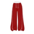 thumbnail image 6 of GiLiling Girls Parachute Pants, Y2K Wide Leg Cargo Sweatpants, Drawstring Waist Joggers with Pockets (Red, 8-9 Years), 6 of 8