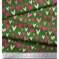 thumbnail image 2 of Soimoi Green Rayon Fabric Pink Heart Print Fabric by the Yard 42 Inch Wide, 2 of 3