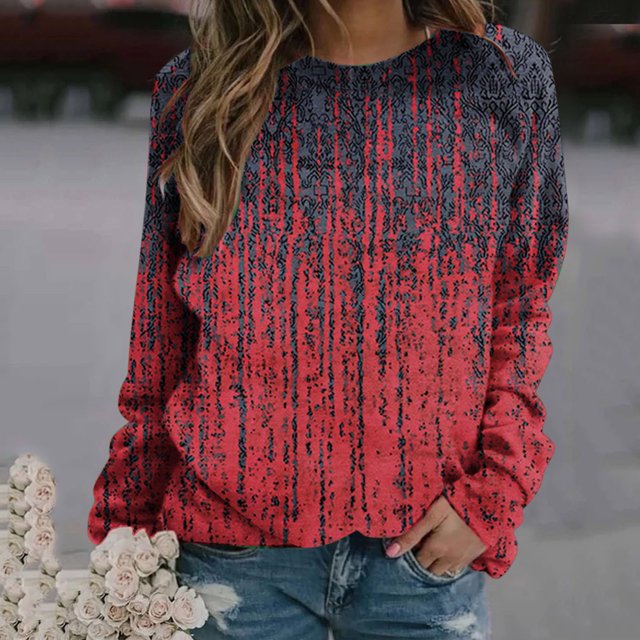 2023 Chandail en Molleton Mode Femme 50 % de Réduction Liquidation Mode Décontractée Manches Longues Col Rond Imprimé Chandail en Molleton Blouse