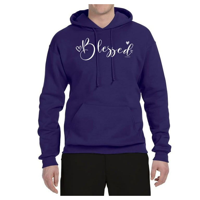 Blessed Inspirational Quote Heart Love Inspirational/Christian Unisex  Graphic Hoodie Sweatshirt, Purple, 2XL