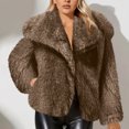 thumbnail image 2 of XPMWRP Women's Faux Fur Cardigan Long Sleeved Coat Lapel Solid Color Casual Jacket Daily Wear Suitable for Parties Attractive Stylish Outerwear Brown XXXL, 2 of 8