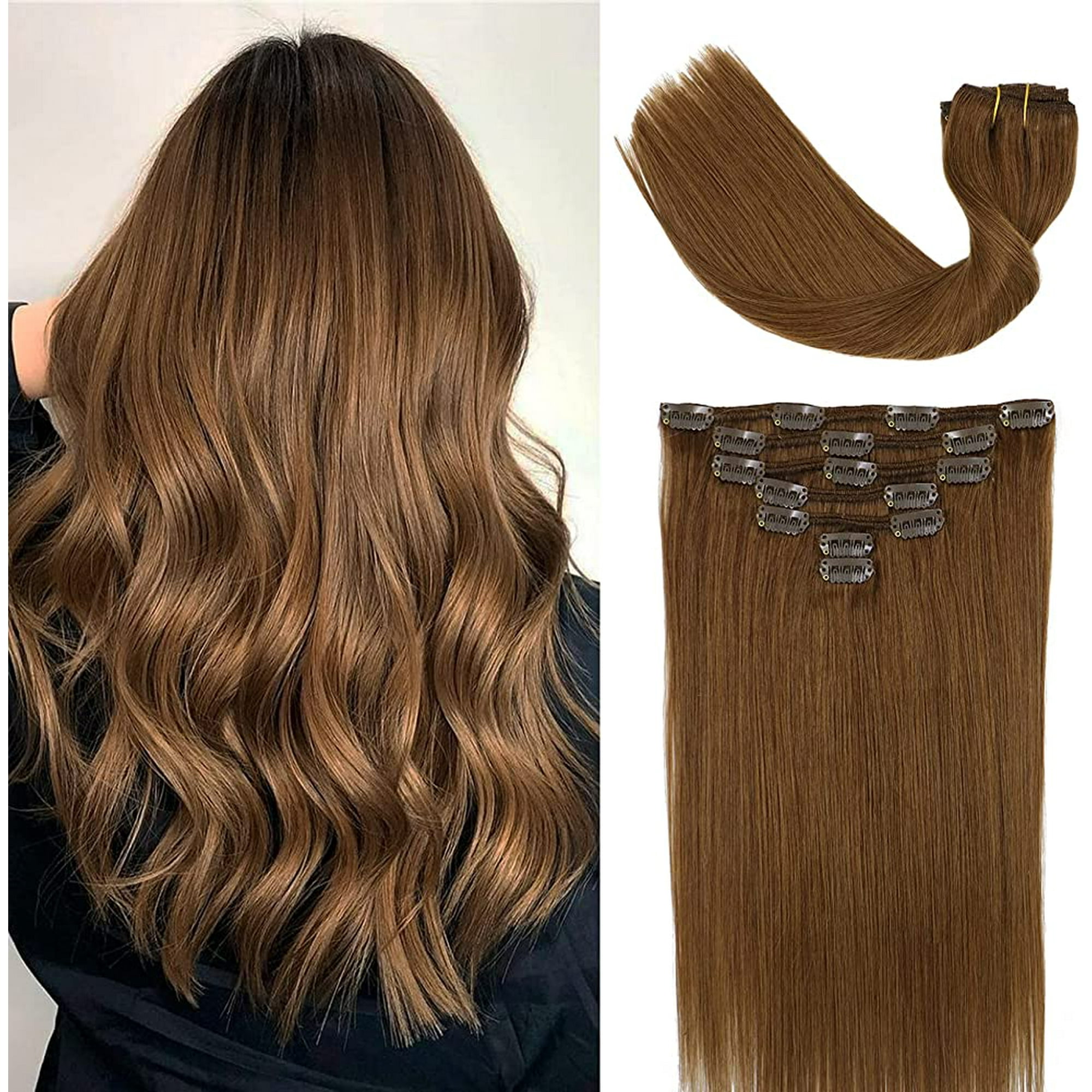 ALmi Hair 70g Clip in Hair Extensions Human Hair 15 Inch Real Straight Hair  Clip in Extensions Chestnut Brown Thick Hair Extensions Brazilian Virgin  Hair Clip in Extensions 7PCS | Walmart Canada