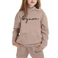 thumbnail image 4 of Toddler Outfits for Girls Sets Winter Hoodie Joggers Comfy Casual Kids Print Cute Girls' Fall Clothing Sets Khaki Size 3-4T, 4 of 4