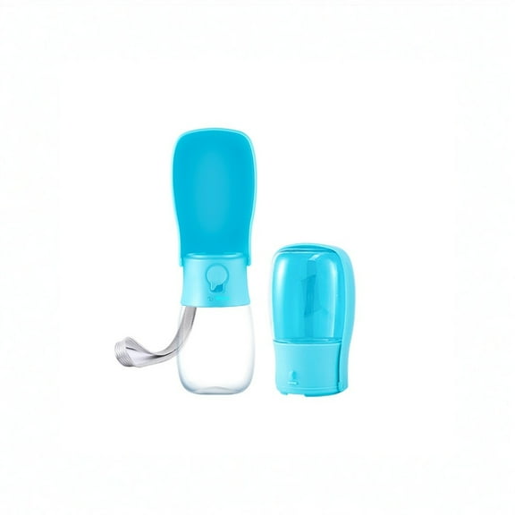Unbranded Collapsible Dog Water Bottle - 10 Fl Oz, Blue, Plastic with Drawstring Strap