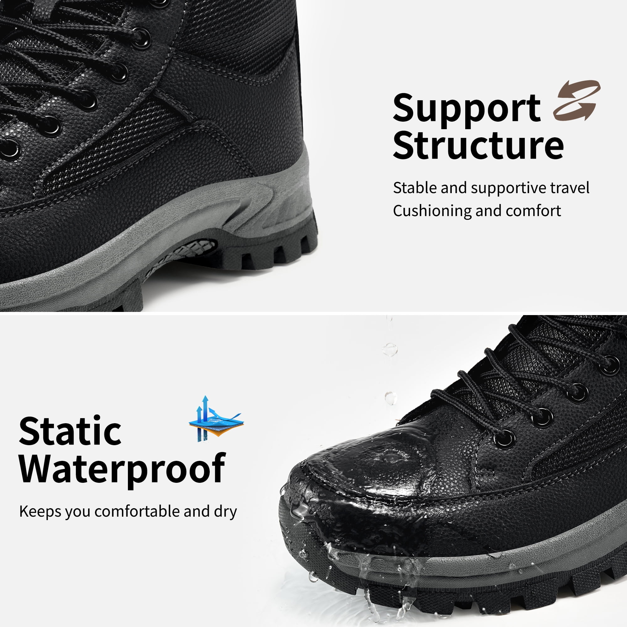 Ablanczoom Hiking Boots Mens Work Shoes: No-slip Men Ankle Boots Outdoor Hiking Shoes