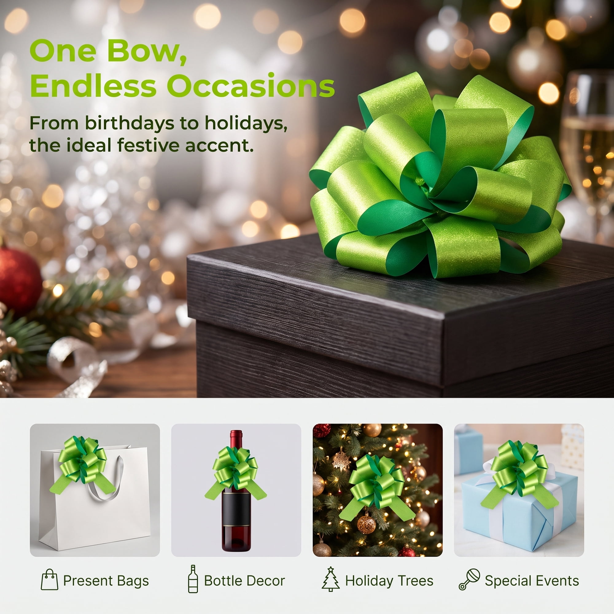 Unique Bargains Multi-Layered Star Bows for Decoration and Gift Wrapping Purposes Green