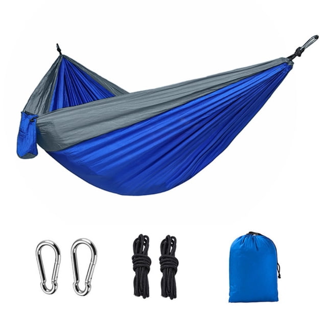 Hamac Portable, Hamac de Camping Léger avec Clips en Acier Inoxydable et Sangles d'Arbre - Hamac de Voyage Compact pour la Randonnée, le Randonnée et le Jardin (Bleu)