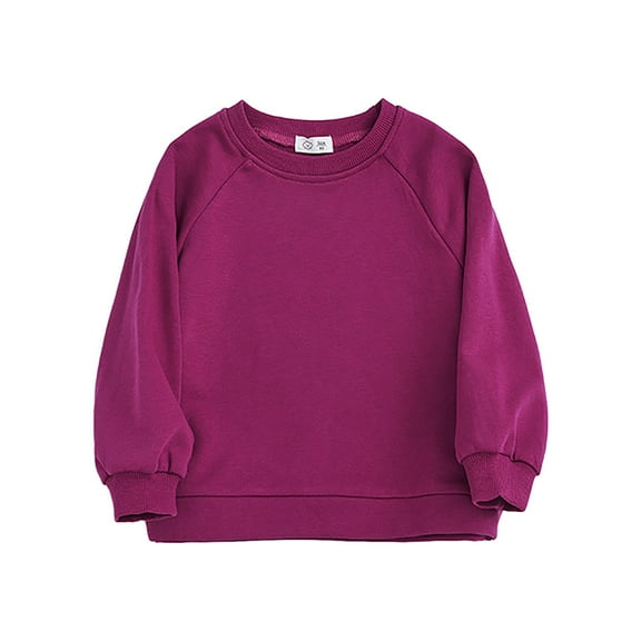 BOBOGOJP Toddler Baby Boys Sweatshirts 6 12 18 24M 3T Long Sleeve Crewneck Solid Color Pullover Fall Tops Hot Pink for Size 5-6 Years
