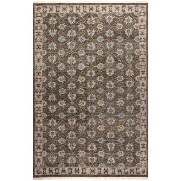 Safavieh Couture Hand-knotted Oushak Marijela Traditional Oriental Wool Rug with Fringe Charcoal 6' x 9' 6' x 9' Living Room, Bedroom