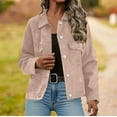 thumbnail image 2 of FAVIPT Womens Crop Faux Suede Jackets Casual Trendy Button Down Outerwear Long Sleeve Lapel Thin Coat 2025 Fall Fashion Outfits Khaki,M, 2 of 8
