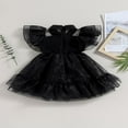 thumbnail image 2 of Little Girls Halloween Party Dress Ruffles Flying Sleeve Turn Down Collar Lace Mesh Tulle Dress, 2 of 7