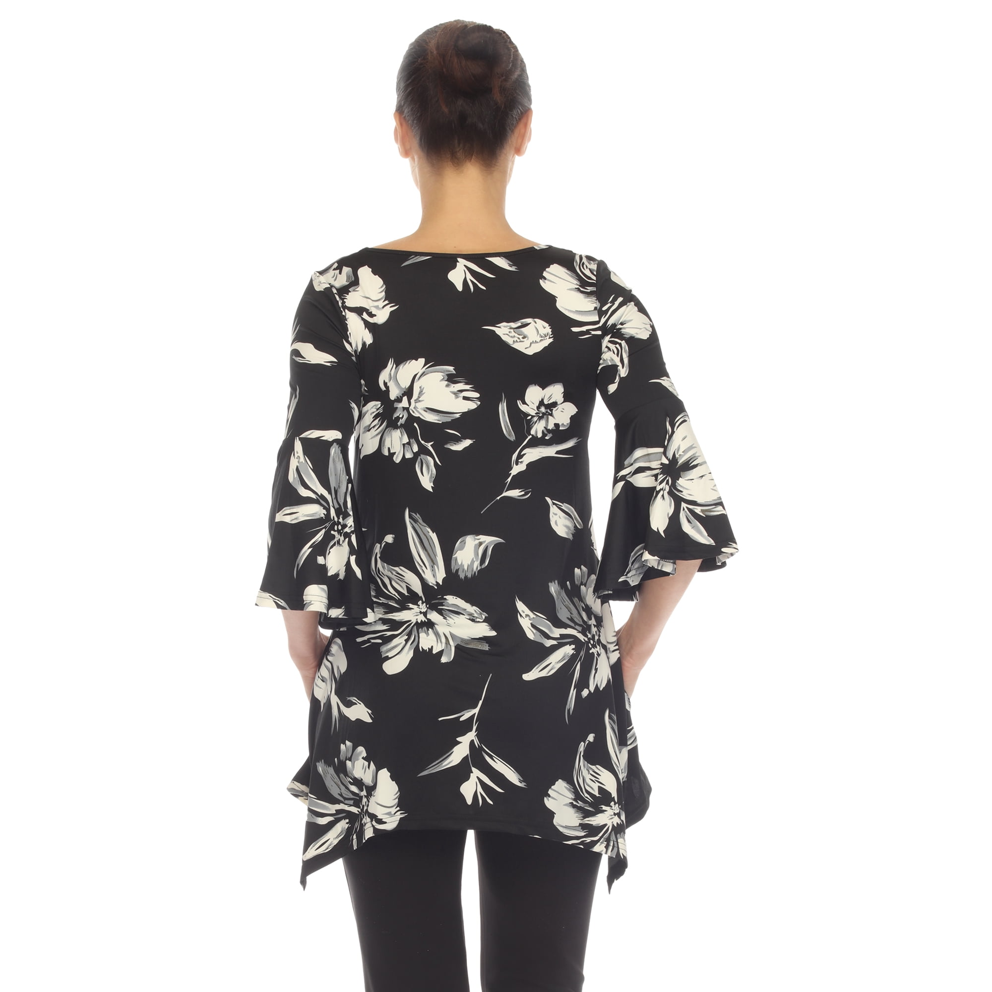 White Mark Women's Floral Blanche Tunic Top