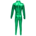 thumbnail image 3 of MEZZALL Girls Bodysuits Metallic High Neck Long Sleeve Performance Romper With Glitter Gold And Back Zipper For Dance Stage Wear O-Neck Solid Color Trendy Back To School Onesie, 3 of 3