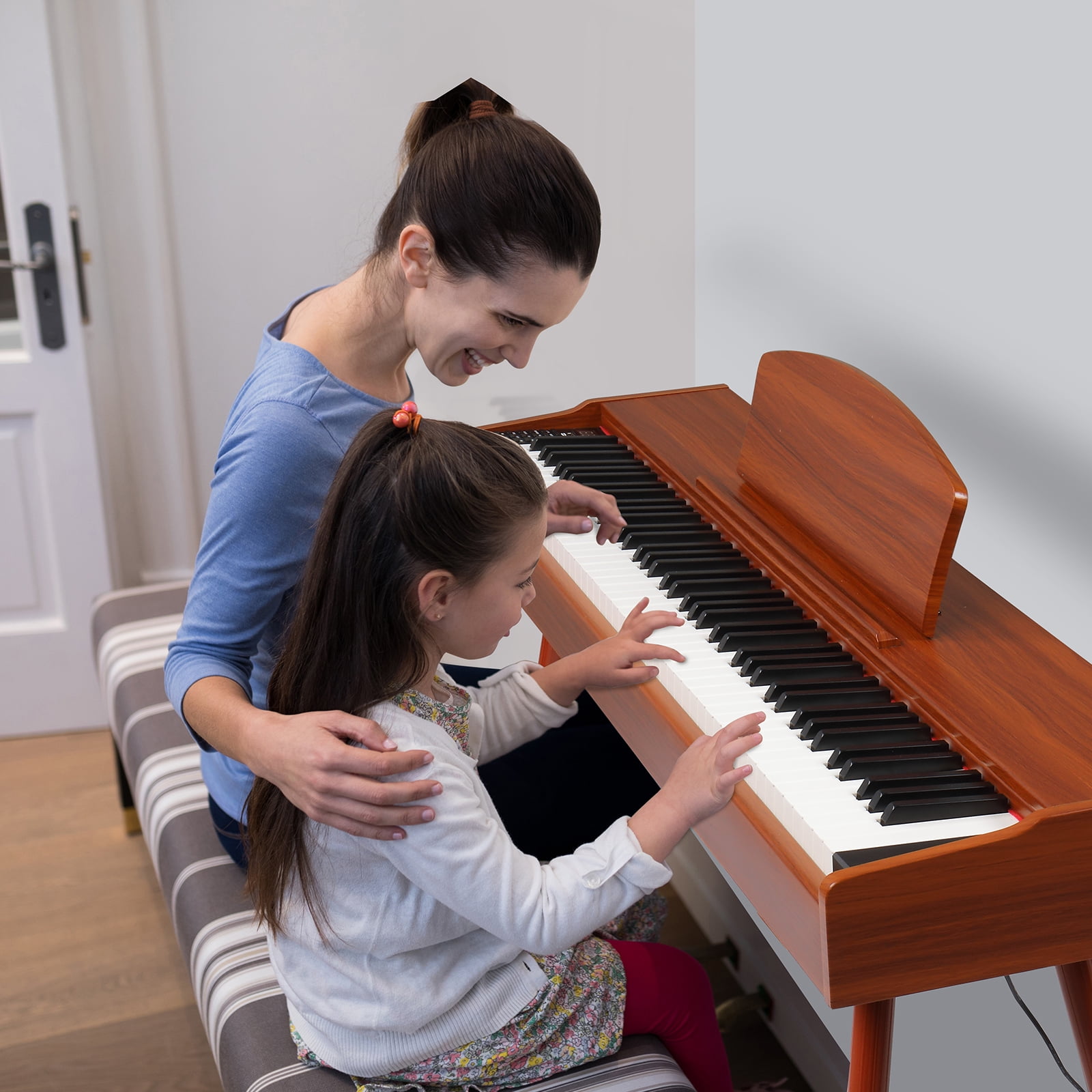 Ktaxon 88 Key Keyboard Piano Weighted Action Electronic Keyboard, Digital Piano with 3-Pedal Unit, Removable Music Stand, Stereo Headphone, Retro Dustproof Cloth and MIDI Connection
