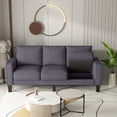 thumbnail image 2 of Ucloveria 3 Seater Sofa Couch, Mid-Century Modern 75" Small Sofa with Storage Box for Living Room Bedroom, 6.7" Thick Upholstery, Linen Fabric, Drak Grey, 2 of 7