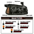 thumbnail image 4 of Pair Smoke Amber Headlamp For 2006-2010 Dodge Charger Halogen Headlight Assembly, 4 of 14