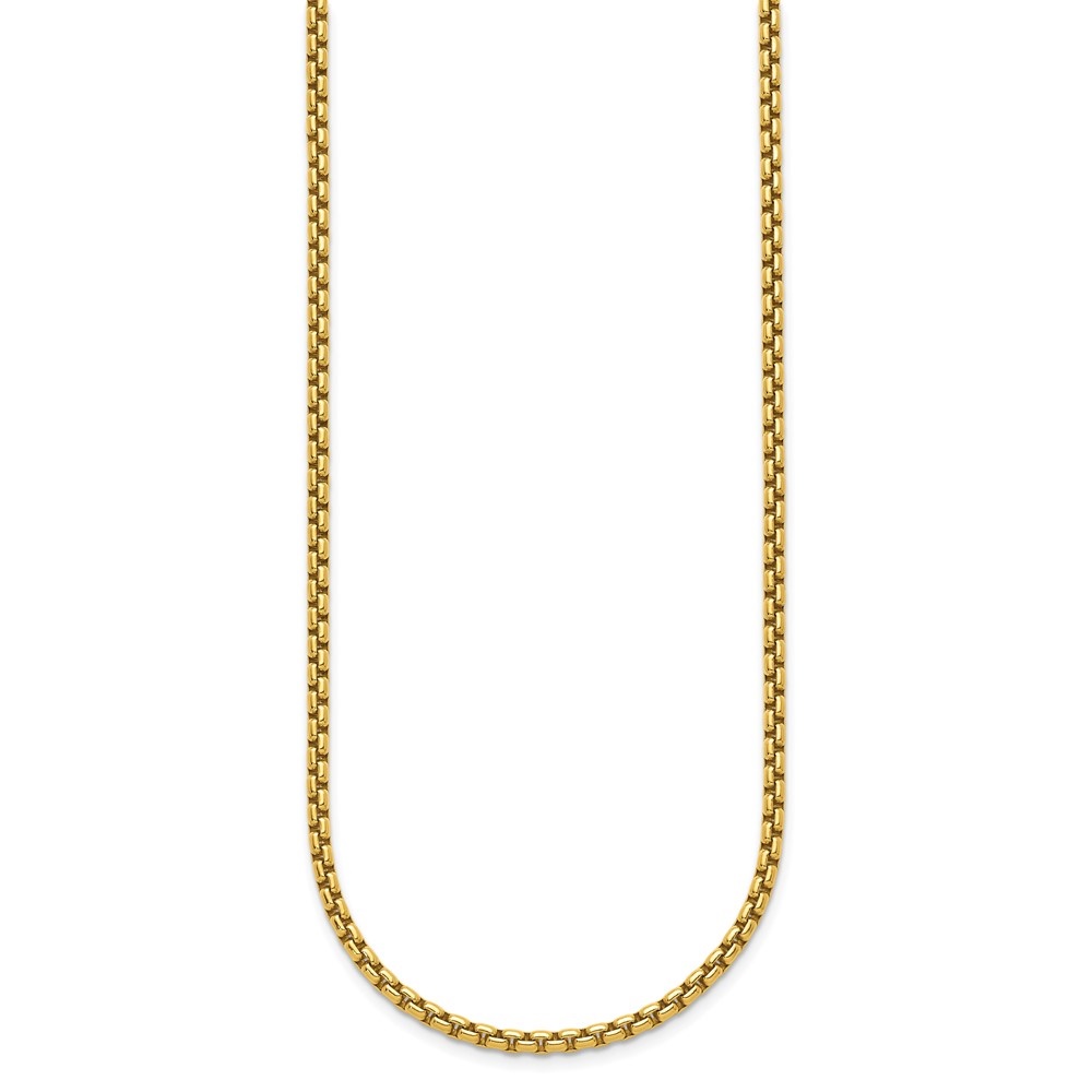 Diamond2Deal 18K Yellow Gold Polished 3.2mm Solid Round Box Chain Necklace for Women 18"