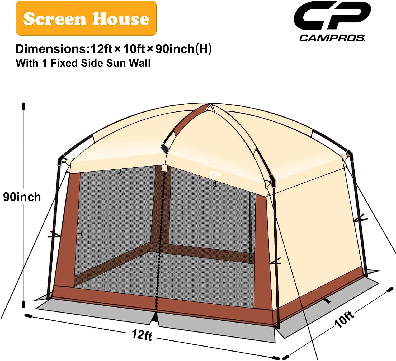 CAMPROS Screen House Room Camping Tent 12 x 10 Ft Canopy Tent Screen Shelter Gazebos Outdoor