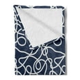 thumbnail image 2 of Navy Soft Flannel Fleece Throw Blanket, Under the Sea Atlantic Ocean Inspired Tangled Boat Ship Marine Ropes Image, Cozy Plush for Indoor and Outdoor Use, 70" x 90", Navy Blue and White, by Ambesonne, 2 of 5