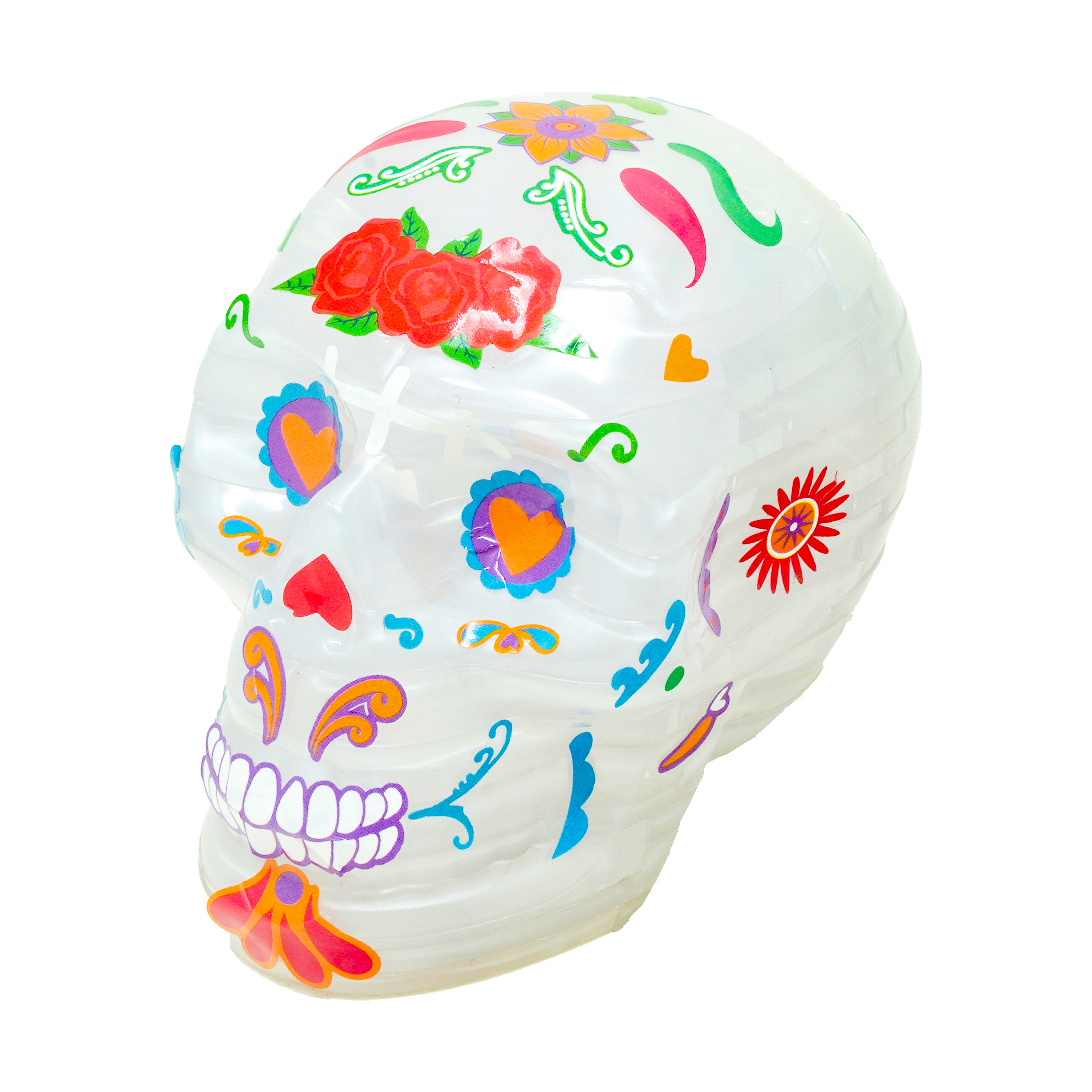 AreYouGame.com 3D Crystal Puzzle - Deluxe Skulls 2-Pack Bundle with Stickers (White/Pink): 96 Pcs