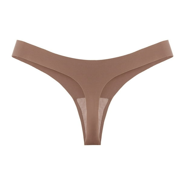 Gibobby Ropa interior termica Hot Girls Sexy Cintura Panty Ropa interior Bikini String Tangas sin Ropa interior Nylon sólido Seda hielo (Café, XL)