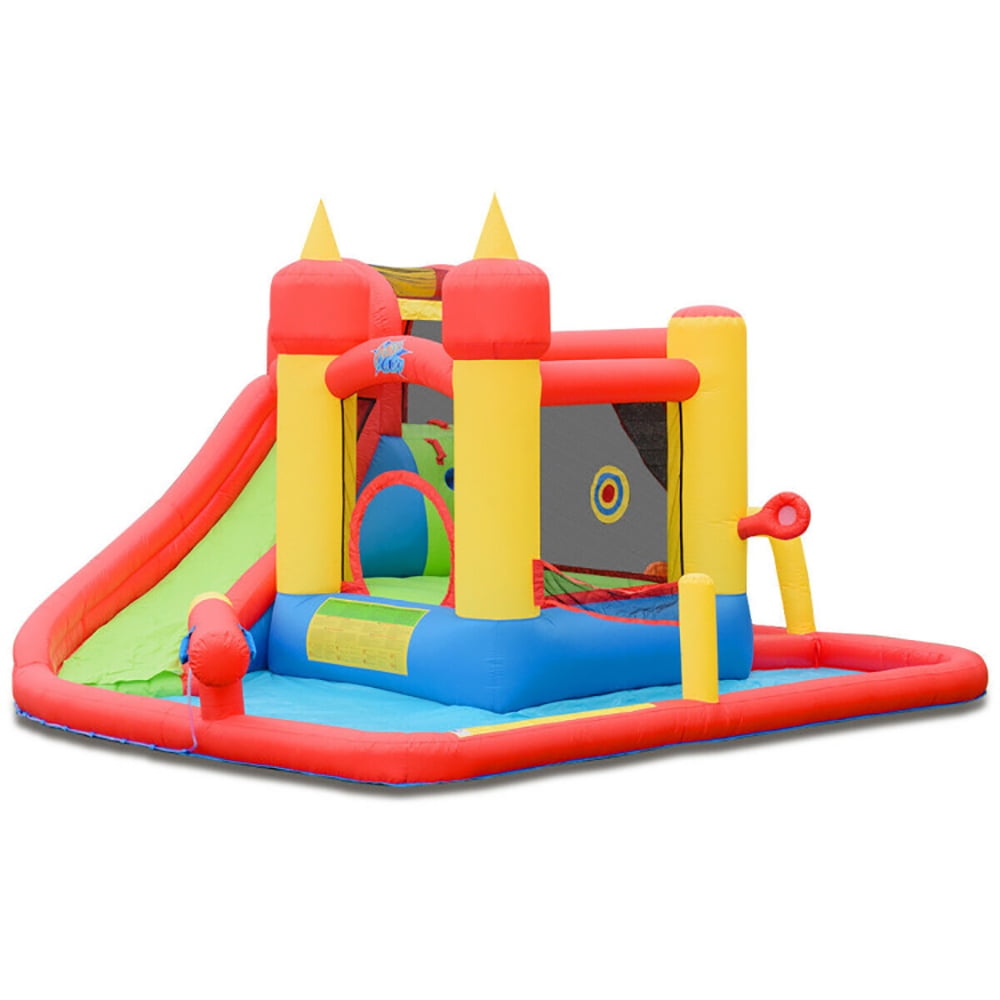 Aimee Lii Inflatable Water Slide Jumper Bounce House with Ocean Ball without Blower, Bounce House Water Slide for Kids 5-10