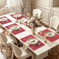 thumbnail image 3 of decorUhome Faux Leather Placemats Set of 6, Waterproof Wipeable Heat Resistant PU Table Mats for Dining, Red, 11.8" x 17", 3 of 11