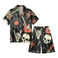 thumbnail image 4 of Xmyrz Cute Pajama Sets For Men Short Sleeve Shorts Set Comfort Relaxation Halloween Skulls Print Homewear Sleepwear Pj Clothes Sets, 4 of 5