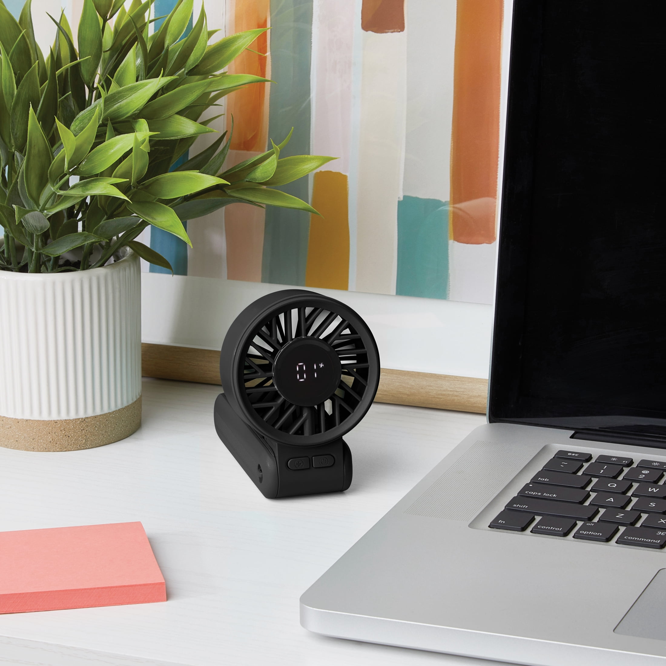 Mainstays 7 speed Rechargeable Handheld Portable Fan Black