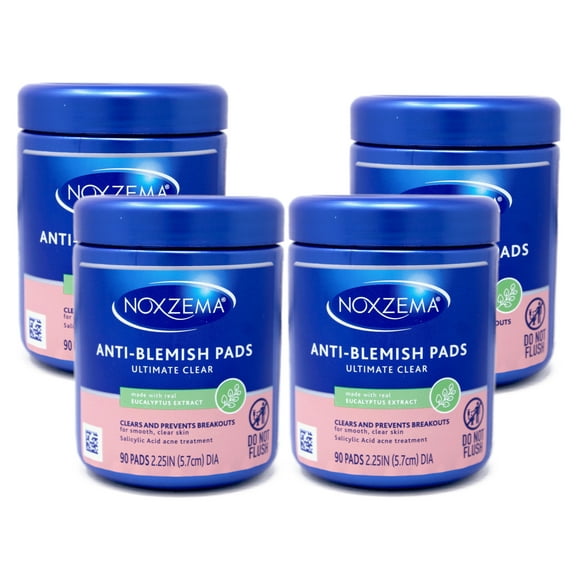 Noxzema Ultimate Clear Anti-Blemish Pads 90 Each Pack of 4