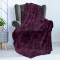 thumbnail image 4 of Botanical Soft Flannel Fleece Throw Blanket, Natural Theme Darkish Floral Patterns Abstract Flower Motifs, Cozy Plush for Indoor and Outdoor Use, 70" x 90", Dark Maroon Plum, by Ambesonne, 4 of 5