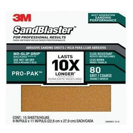 

3M 30080ES-15-G Wet/Dry Abrasive Sand Paper 9 x 11 80 Grit