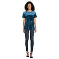 thumbnail image 2 of Time and Tru Women's Crushed Velvet Peplum Top with Short Sleeves, Sizes XS-XXXL, 2 of 5